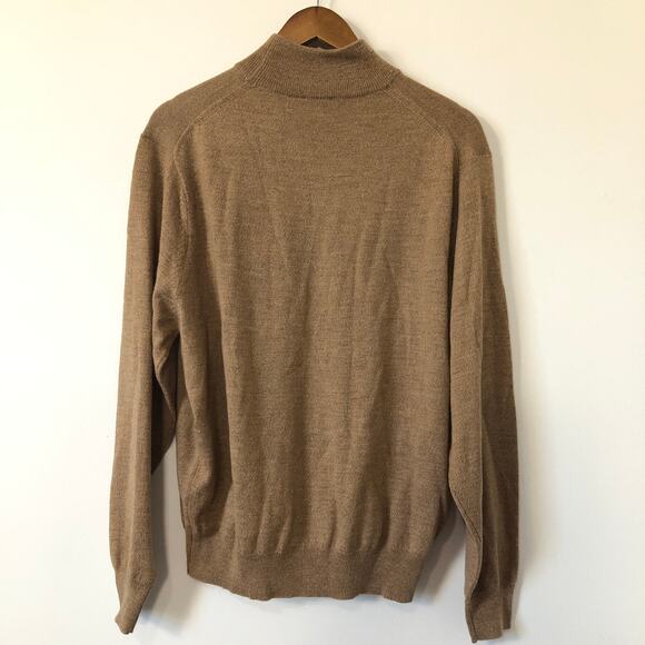 Jos A Bank Merino Wool Mock Neck Sweater Brown Quiet Luxury Minimalist Mens M - Picture 4 of 9